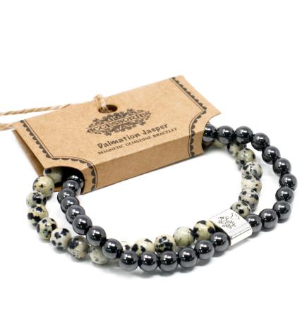 Pulsera de Piedras Preciosas Magnéticas - Jaspe Dálmata