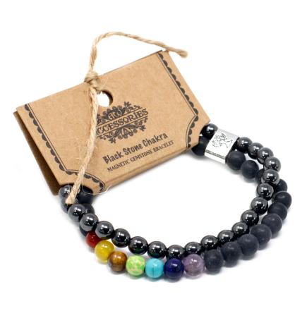 Pulsera de Piedras Preciosas Magnéticas - Chakra Piedra Negra