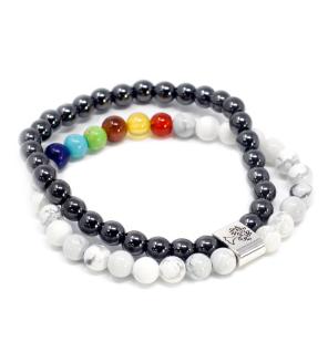 Pulsera de Piedras Preciosas Magnéticas - Chakra Howlita Blanco