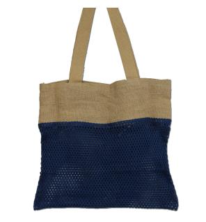 Bolsa de Malla de Yute Suave Puro y Algodón- Denim