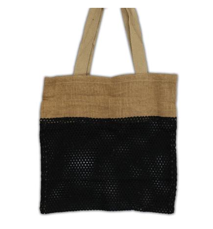 Bolsa de Malla de Yute Suave Puro y Algodón- Negro