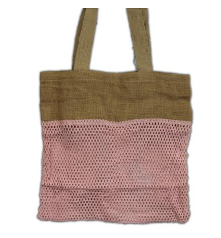 Bolsa de Malla de Yute Suave Puro y Algodón- Rosa