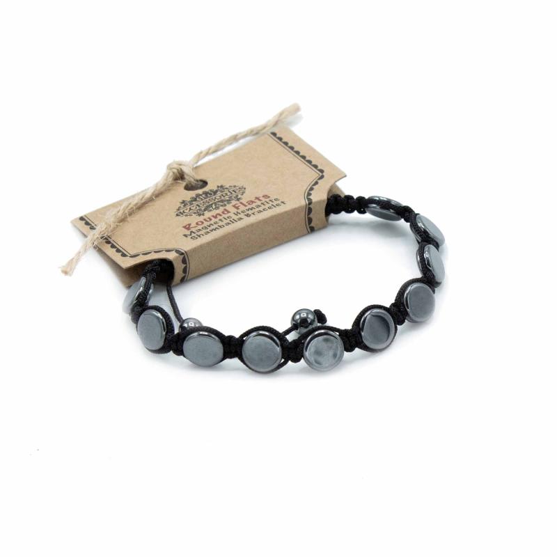 Pulsera Magnética Shamballa de Hematita - Círculos Planos