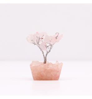 Mini árbol de piedras preciosas sobre base de orgonita - Cuarzo rosa (15 piedras)