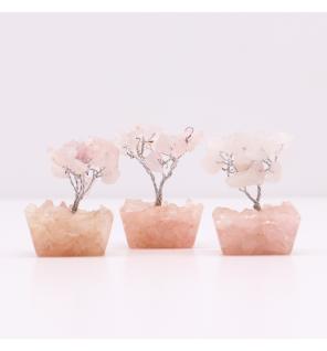 Mini árbol de piedras preciosas sobre base de orgonita - Cuarzo rosa (15 piedras)