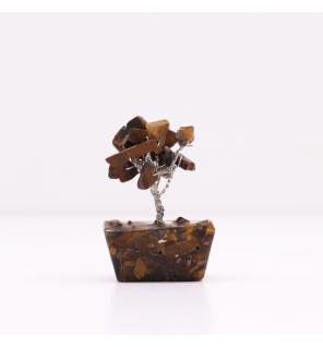 Mini árbol de piedras preciosas sobre base de orgonita - Ojo de tigre (15 piedras)