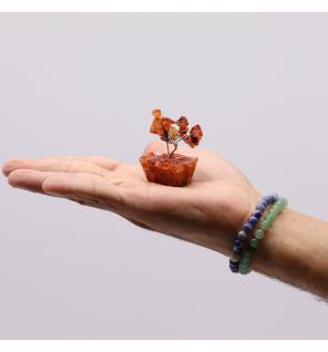 Mini árbol de piedras preciosas sobre base de orgonita - Cornalina (15 piedras)