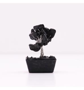 Mini árbol de piedras preciosas sobre base de orgonita - Ágata negra (15 piedras)