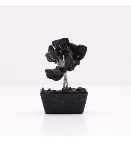 Mini árbol de piedras preciosas sobre base de orgonita - Ágata negra (15 piedras)