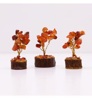 Mini árbol de piedras preciosas sobre base de madera - Cornalina (15 piedras)