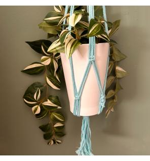 Macrame Pot Soporte Clásico- Maceta Med Azul Pólvora