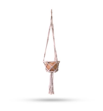 Macramé Macetero Pequeño - Beis - Aro 16cm