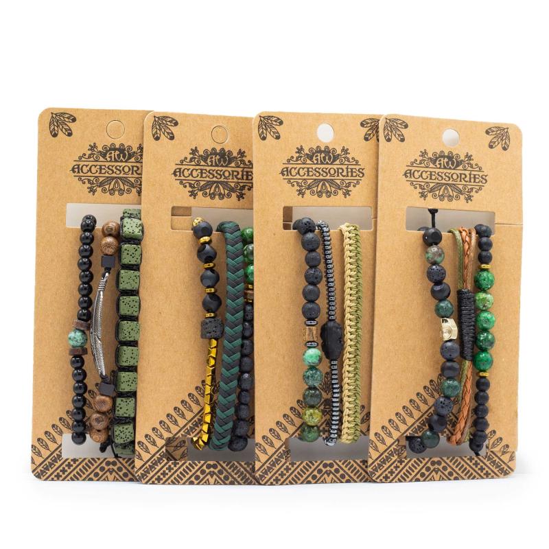 Set de Pulseras para Hombre - Verde Exterior