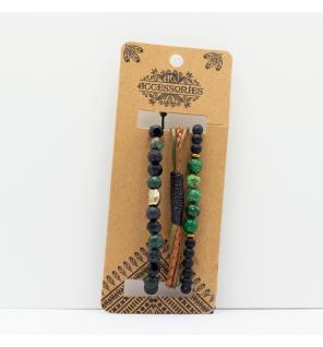 Set de Pulseras para Hombre - Verde Exterior