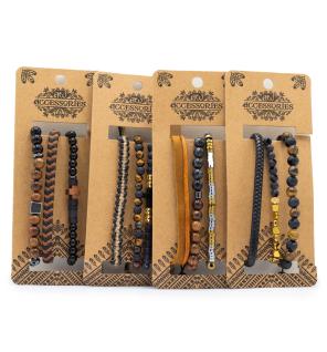 Set de Pulseras para Hombre - Negro y Tostado