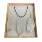 Conjunto de collar y aretes - Hoja de valor - Oro Blanco