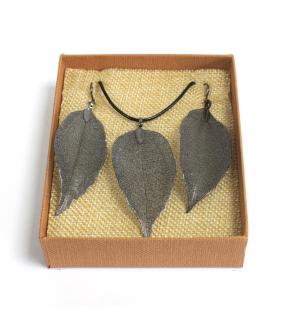 Conjunto de collar y aretes - Hoja de valor - Peltre