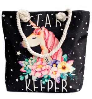 Bolso shopper con asa de cuerda - unicornio