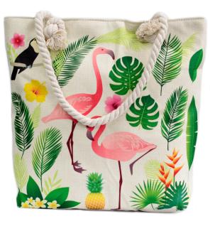 Bolso shopper con asa de cuerda - tropical flamenco