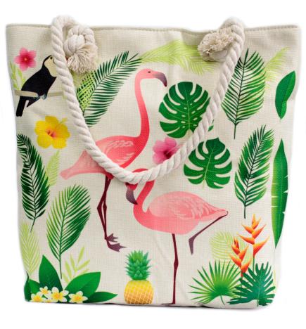 Bolso shopper con asa de cuerda - tropical flamenco