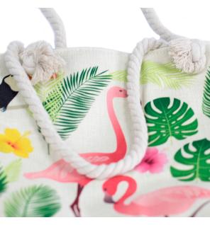 Bolso shopper con asa de cuerda - tropical flamenco