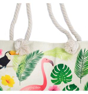 Bolso shopper con asa de cuerda - tropical flamenco