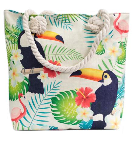 Bolso shopper con asa de cuerda - tropical tucán