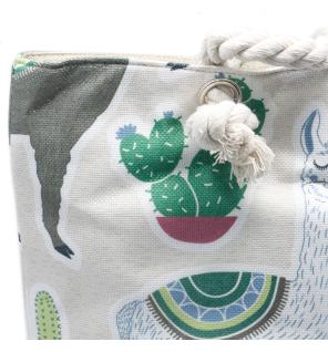 Bolso shopper con asa de cuerda - Llamas