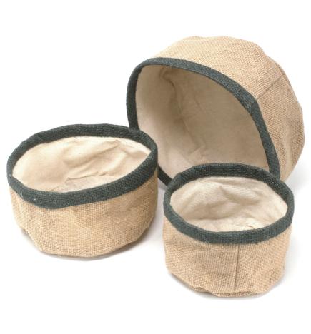 Conjunto de 3 cestas de yute natural - Carbón