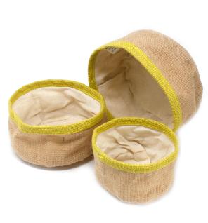 Conjunto de 3 cestas de yute natural - Oliva