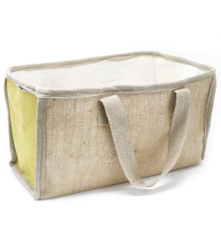 Cesta grande de yute - 33x18x20cm - Amarillo