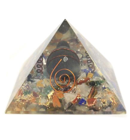 Org Orgonite Pirámide 60mm Gemchips, Cobre, Tortuga