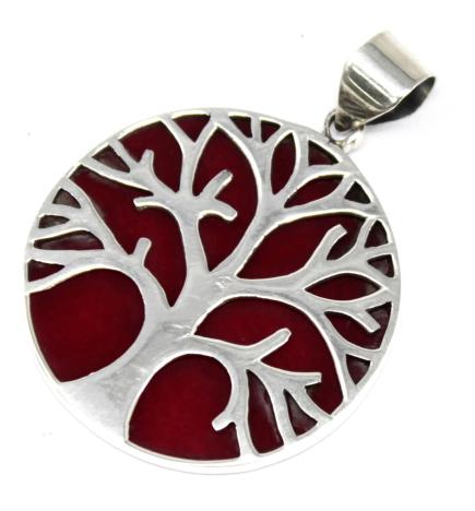 Colgante de Plata Árbol de la Vida 30mm - Efecto Coral