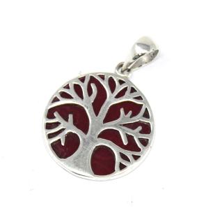 Colgante de Plata Árbol de la Vida 22mm - Efecto Coral