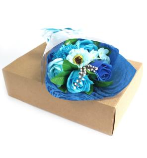 Bouquet flores jabón en caja - azul