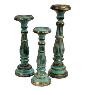 Soporte de vela grande - Turquois Gold