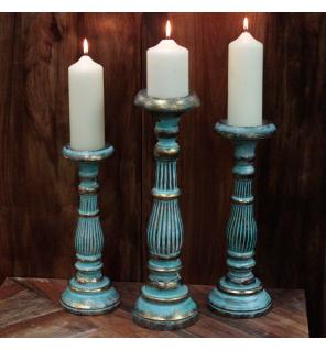 Soporte de vela grande - Turquois Gold