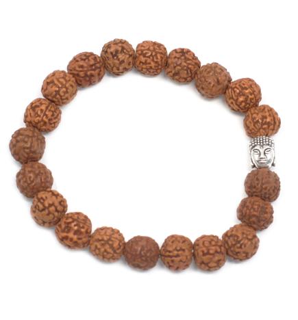 Rudraksha Brazalete de Buda Japa Mala - Marron