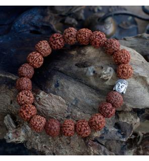 Rudraksha Brazalete de Buda Japa Mala - Marron