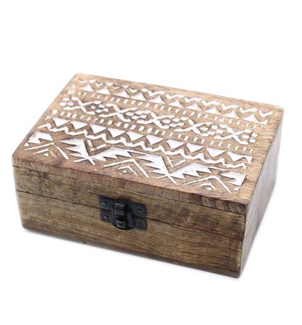 Caja de Madera Blanca - 6x4 Pastillero Diseño Eslavo