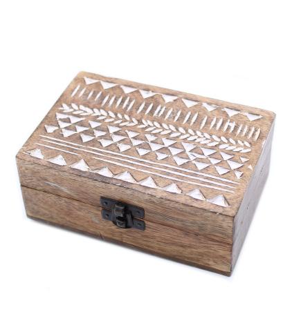 Caja de Madera Blanca - 6x4 Aztec Design