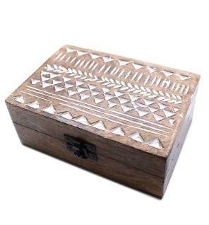 Caja de Madera Blanca - 6x4 Aztec Design