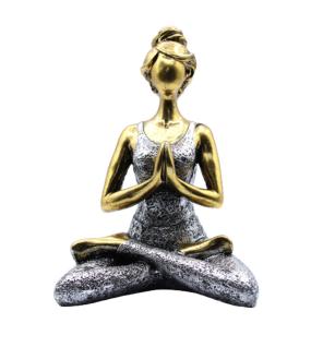 Yoga Lady Figure - Bronze & Silver 24cm