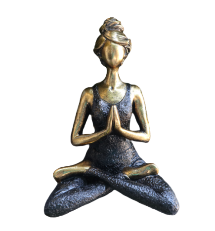 Yoga Lady Figure - Bronze & Black 24cm