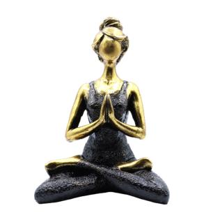 Yoga Lady Figure - Bronze & Black 24cm