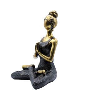 Yoga Lady Figure - Bronze & Black 24cm