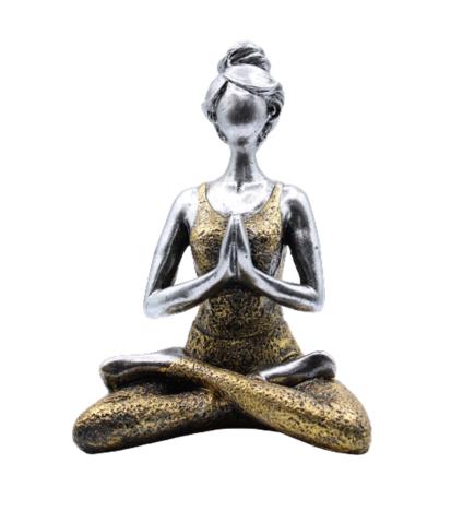 Yoga Lady Figure - Silver & Gold 24cm