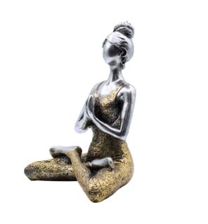 Yoga Lady Figure - Silver & Gold 24cm