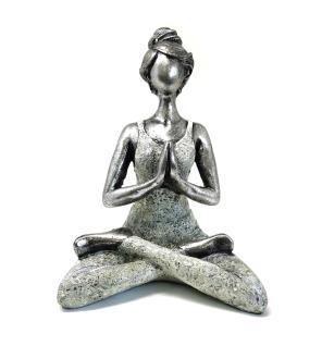 Yoga Lady Figure - Silver & White 24cm