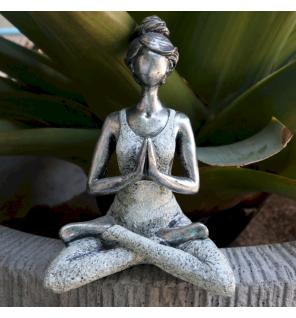 Yoga Lady Figure - Silver & White 24cm